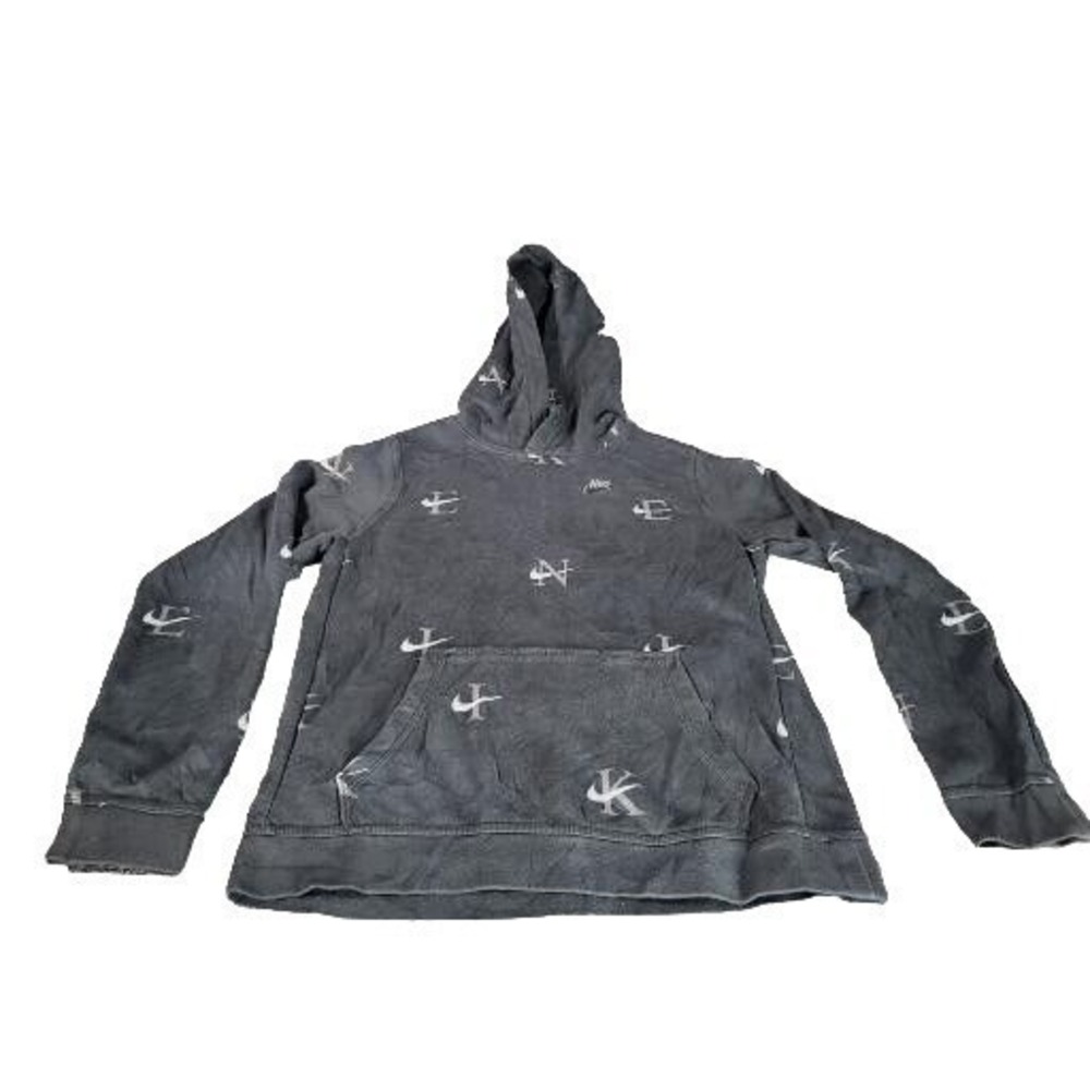 Nike Sportswear Club Fleece Hoodie Youth XL Mens S Black All Over Print Pullover